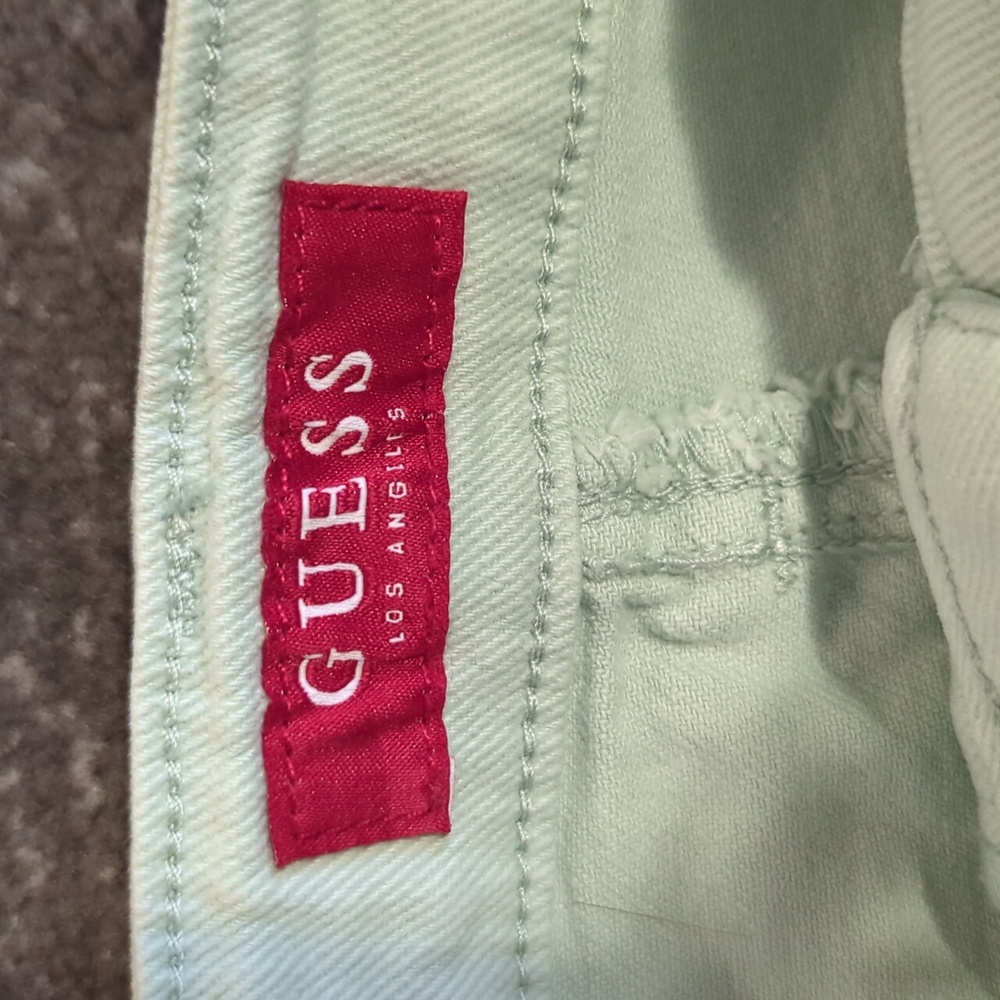 Guess Light Green Denim Shorts Size 28 - Picture 4 of 8
